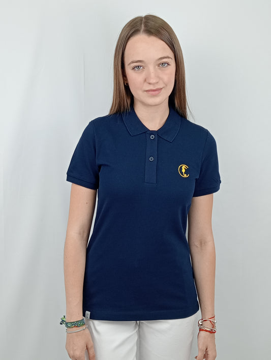 POLO MUJER NAVY ENTALLADO