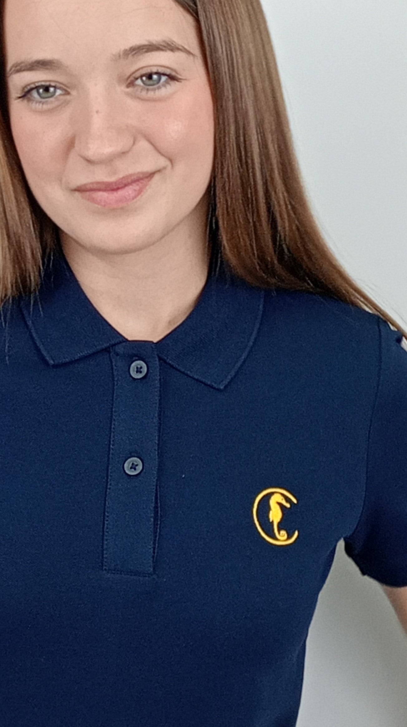 POLO MUJER NAVY ENTALLADO