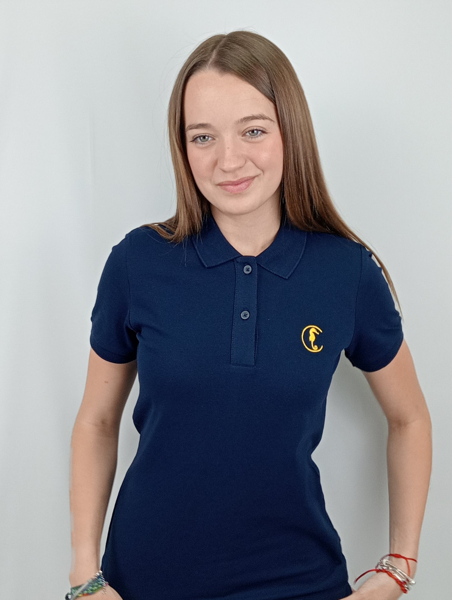 POLO MUJER NAVY ENTALLADO